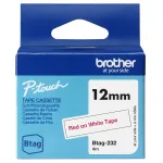 Juostelė etiketėms Brother BTAG-232 raudona ant baltos 1,2 cm 4 m