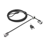 Kensington NanoSaver Keyed Dual Head Laptop Lock, 1.8 m, raktinis, anglinis plienas, juoda, nerūdijantis plienas
