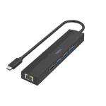 Hama 00200144 USB-C 6-in-1 stotelė USB 3.2 Gen 1, HDMI, RJ-45, juoda