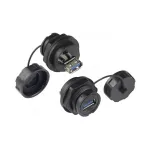Alcasa IC04-U304 USB A lizdas, juodas, tiesus, IP65/IP67