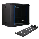 EXTRALINK LITE 9U 530&times;400 sieninis stelažo korpusas juodas su lentyna