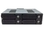 Jou Jye JJ-N-49SS-T 12G mobilusis 4 skyrių 2,5 colio SATA/SAS kar&scaron;to keitimo diskų rėmas, skirtas 5,25 colio skyriui - juodas