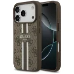 Guess 4G Printed Stripes MagSafe Dėklas, skirtas Apple iPhone 17 Pro &ndash; Ruda spalva