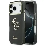 Guess IML 4G Script Metal Dėklas, skirtas Apple iPhone 17 Pro, Juodas