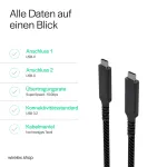 Flexline USB-C į USB-C laidas, USB 3.2 Gen 2, 100W PD, pintas nailonas, 1 m (FL31-75004)