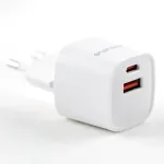 Evelatus USB-A and USB-C 30W Max EU Charger White