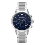 Armani AR2486 Vyrų Kvarcinis Chronografo Laikrodis 43mm Nerūdijančio Plieno Mėlynu Ciferblatu