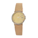 TETRA 113-C moteri&scaron;kas laikrodis 32mm auksinio ciferblato, rudo odinio dirželio