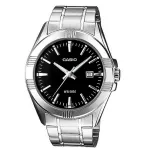 Casio MTP-1308D-1A vyri&scaron;kas analoginis laikrodis su nerūdijančio plieno apyranke, 43,8 mm, juodas ciferblatas