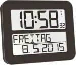TFA TIMELINE MAX Digital Radio-Controlled Wall Clock 60.4512.01 Black