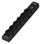 EVER Optima T/LZ08-OPT030/0000 apsauginis tinklo ilgintuvas nuo vir&scaron;įtampių, 6 lizdai, 3 m, 250 V, su apsauga nuo vaikų ir jungikliu, juodas