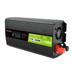 Green Cell PowerInverter LCD 12 V 500W/1000W automobilinis keitiklis su ekranu &ndash; gryno sinusinio bangos keitiklis, juodas