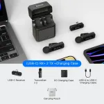 BOYA BY-V30 belaidė lavalier mikrofonų sistema USB-C įrenginiams, 2,4GHz, 50m veikimo atstumas, 9 val. baterija, triuk&scaron;mo slopinimas, juoda