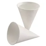 PAPSTAR Cukranendrių popieriaus kūgio formos puodelis 150 ml, baltas, 85 mm skersmens, 115 mm auk&scaron;čio (88619)