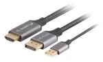 Lanberg CA-HDDP-20CU-0018-BK vaizdo kabelio adapteris 1,8 m DisplayPort HDMI + USB juodas, sidabrinis