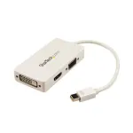 StarTech.com kelioninis A/V adapteris: 3-in-1 Mini DisplayPort į VGA, DVI arba HDMI keitiklis - baltas