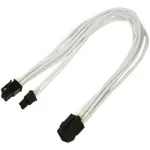 Nanoxia 900400023 PCIe maitinimo kabelis-adapteris, 6 kontaktų (F) &ndash; 8 kontaktų (6+2) (M), 0,3 m, baltas