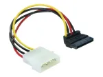 DeLOCK 60101 maitinimo kabelis SATA HDD diskams, 4 kontaktų ki&scaron;tukas į 15 kontaktų SATA maitinimo lizdą, 90&deg; kampu, 10 cm