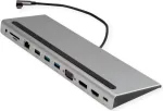 VALUE USB 3.2 Gen 2 Type C daugiafunkcinė dokavimo stotelė, 4K HDMI/DP, VGA, USB, kortelių skaitytuvas, PD, LAN, garsas (12.99.1117)
