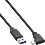 InLine USB 3.2 laidas, USB-C ki&scaron;tukas kampuotas į USB-A ki&scaron;tuką, juodas, 2 m