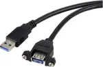 Renkforce USB kabelis USB 3.0 USB-A ki&scaron;tukas, USB-A lizdas 1,00 m juodas montavimui su užrakinimo varžtu RF-5720388