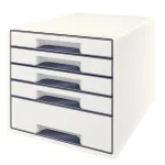 Leitz WOW Cube 5 stalčių spintelė, plastikas, balta, 270 mm, 287 mm