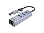 USB-C į Gigabit tinklo adapteris su 3 prievadų USB &scaron;akotuvu CONCEPTRONIC ABBY25G &mdash; USB 3.2 Gen 1, 1 Gbps Ethernet, 3x USB-A, aliuminis, pilka