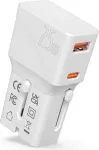 VALUE USB kelioninis įkroviklis, EU/UK/US, 2x USB (A+C), 25W