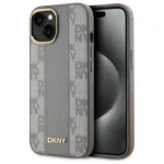 DKNY DKHMP15MPCPVSLE iPhone 15 Plus 6,7 inch Beige Hardcase Leather Checkered Mono Pattern MagSafe