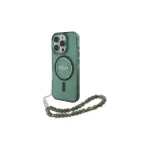Guess IML Glitter With Pearl Strap MagSafe Case, iPhone 16 Pro Max, Green