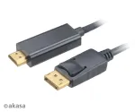 Akasa 4K@60Hz DisplayPort į HDMI aktyvus adapterio kabelis, 1,8 m, juodas