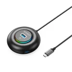ORICO YXR4-C3 RGB 4 prievadų USB-A 3.0 &scaron;akotuvas su garso/mikrofono lizdais, 1,8 m kabelis - juodas