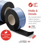 Label-The-Cable LTC Tough Tape Strap, lipni juosta su kabliukais ir kilpelėmis, 50 mm, juoda, 5 m (LTC 1610-5-50)