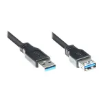 GoodConnections Alcasa 2711-S005 USB 3.1 Gen 1 ilginamasis laidas &ndash; USB-A ki&scaron;tukas į lizdą, 0,5 m, juodas