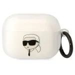 Karl Lagerfeld AirPods Pro dėklas permatomas su Karlo galvos siluetu