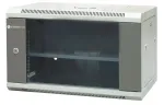 EMITER EM/AP6406 19 colių 6U sieninis tinklo spintelė, 600x450x370 mm, grūdinto stiklo durelės, plieninė, juoda