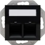 HEINRICH KOPP HK07 Keystone sieninė plok&scaron;tė su dangteliu, IP44, 2 lizdų, juoda 953850004