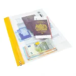 Rapesco Zippi Bags A5+ užtrauktuku užsegami mai&scaron;eliai, 250 x 195 mm, permatomi su mėlynu, oranžiniu, žaliu, raudonu, geltonu apvadu, 5 vnt. 1502