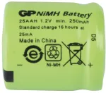 GP Batteries NH GP 25AAH NiMH įkraunama baterija 1/3AA 250 mAh 1 vnt. (30125AAH-C1)