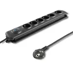 Apsauginis filtras Qoltec 50172 Juodas 6 AC lizdai 230V 5m