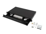 Paskirstymo dėžė &scaron;viesolaidinei 1U 24xSC Simplex / 24xLC Duplex Rack 19 inch juoda