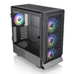 Thermaltake Ceres 500 TG ARGB Midi Tower kompiuterio korpusas, E-ATX, grūdintas stiklas, 3x 140 mm priekiniai ARGB ventiliatoriai, USB-C, juodas