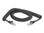 DeLOCK RJ45 spiralinis tinklo kabelis, vyri&scaron;kas-ki&scaron;tukas, Cat.5e, 2 m, juodas