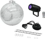 LED disco kamuolio rinkinys EUROLITE 20000562 &ndash; 30 cm veidrodinis rutulys su varikliu ir integruotu LED ap&scaron;vietimu
