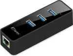 Tinklo adapteris Fantec UMP-3UE1000, USB3.0, Gigabit Ethernet x 1 + USB3.0 x 3, juodas (1959)