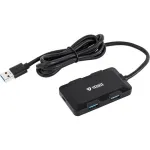Yenkee YHB 4341BK 4 prievadų USB 3.0 &scaron;akotuvas su micro USB maitinimo įėjimu