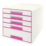 Leitz WOW Cube 5 stalčių spintelė, 5 stalčiai, plastikas, rožinė/balta, 1 vnt., 270 mm, 287 mm