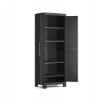 Keter Detroit Wardrobe 62x182x45cm Split Shelves - Black/Grey