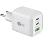 USB-C greitasis įkroviklis Nano, PD, GaN, 65 W (baltas, 1x USB-A, 2x USB-C PD, Charge 3.0)
