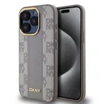DKNY DKHMP15LPCPVSLE iPhone 15 Pro 6.1 Beige Hardcase Leather Checkered Mono Pattern MagSafe